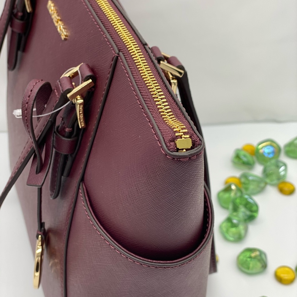 MICHAEL KORS CHARLOTTE LARGE TOP ZIP TOTE DARK CHERRY NWT - Picture 14 of 16